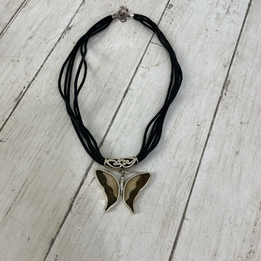 Sterling Silver 2 Sided Real Butterfly Wings Pendant Necklace Harmony W/Nature